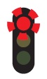Luz roja intermitente del semáforo